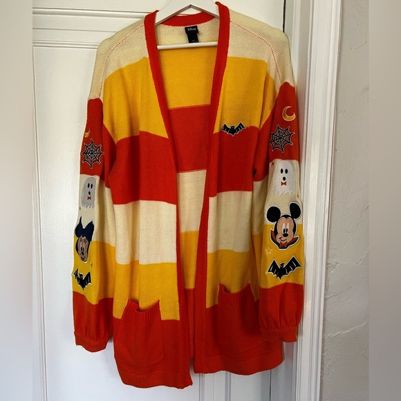 Disney Her Universe Halloween Cardigan L – Mickey Mouse Candy Corn Stripes - Picture 1 of 11
